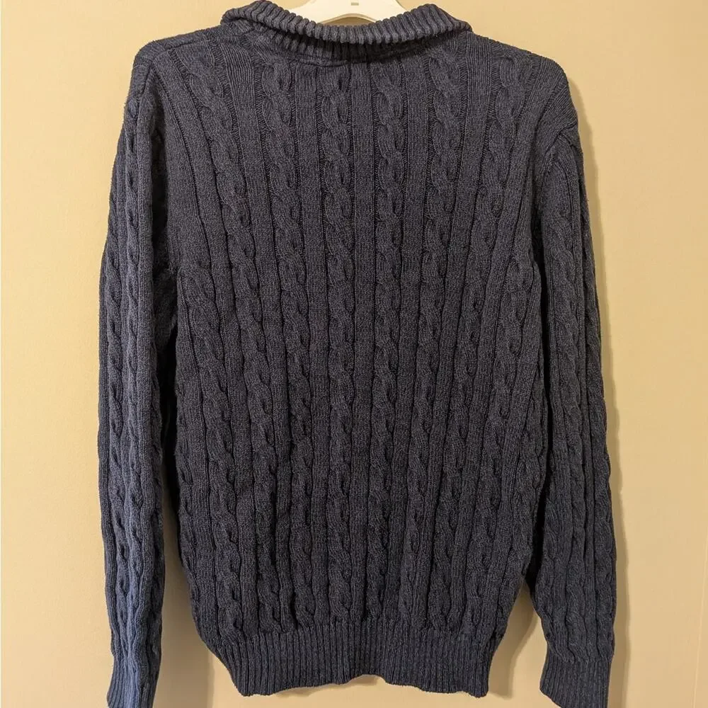 CHAPS Navy Blue Knit Pullover Half Zip Sweater